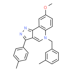 ChemSpider 2D Image | 8-Methoxy-5-(3-methylbenzyl)-3-(4-methylphenyl)-5H-pyrazolo[4,3-c]quinoline | C26H23N3O
