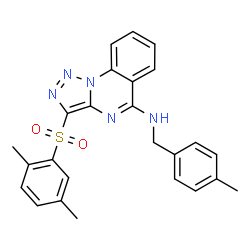 ChemSpider 2D Image | 3-[(2,5-Dimethylphenyl)sulfonyl]-N-(4-methylbenzyl)[1,2,3]triazolo[1,5-a]quinazolin-5-amine | C25H23N5O2S