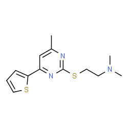ChemSpider 2D Image | N,N-Dimethyl-2-{[4-methyl-6-(2-thienyl)-2-pyrimidinyl]sulfanyl}ethanamine | C13H17N3S2