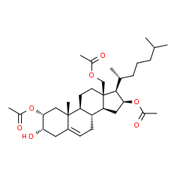 ChemSpider 2D Image | (2alpha,3alpha,16beta)-3-Hydroxycholest-5-ene-2,16,18-triyl triacetate | C33H52O7