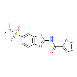 ChemSpider 2D Image | N-[6-(Dimethylsulfamoyl)-1,3-benzothiazol-2-yl]-2-furamide | C14H13N3O4S2