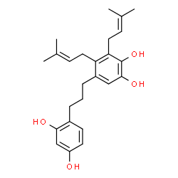ChemSpider 2D Image | 1,2-Benzenediol, 5-(3-(2,4-dihydroxyphenyl)propyl)-3,4-bis(3-methyl-2-butenyl)- | C25H32O4