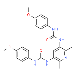 ChemSpider 2D Image | 1,1'-(2,6-Dimethyl-3,5-pyridinediyl)bis[3-(4-methoxyphenyl)urea] | C23H25N5O4