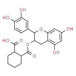 ChemSpider 2D Image | 2-({[2-(3,4-Dihydroxyphenyl)-5,7-dihydroxy-3,4-dihydro-2H-chromen-3-yl]oxy}carbonyl)cyclohexanecarboxylic acid | C23H24O9