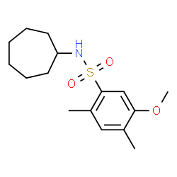 ChemSpider 2D Image | N-Cycloheptyl-5-methoxy-2,4-dimethylbenzenesulfonamide | C16H25NO3S
