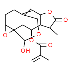 ChemSpider 2D Image | 15-Hydroxy-5-methyl-6-oxo-7,14,16-trioxatetracyclo[8.4.3.0~1,13~.0~4,8~]heptadec-9-en-3-yl methacrylate | C19H24O7