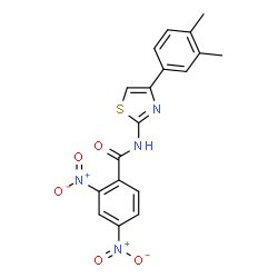 ChemSpider 2D Image | N-[4-(3,4-Dimethylphenyl)-1,3-thiazol-2-yl]-2,4-dinitrobenzamide | C18H14N4O5S