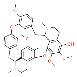 ChemSpider 2D Image | (3S,22S)-10,11,15,16,27-Pentamethoxy-4,21-dimethyl-13,29-dioxa-4,21-diazaheptacyclo[28.2.2.1~14,18~.1~24,28~.0~3,8~.0~7,12~.0~22,36~]hexatriaconta-1(32),7,9,11,14(36),15,17,24(35),25,27,30,33-dodecaen
-17-ol | C39H44N2O8