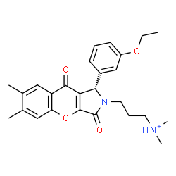 ChemSpider 2D Image | 3-[(1S)-1-(3-Ethoxyphenyl)-6,7-dimethyl-3,9-dioxo-3,9-dihydrochromeno[2,3-c]pyrrol-2(1H)-yl]-N,N-dimethyl-1-propanaminium | C26H31N2O4