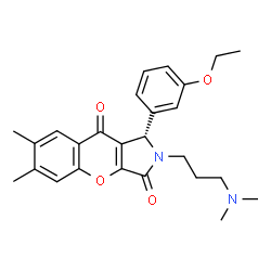 ChemSpider 2D Image | (1S)-2-[3-(Dimethylamino)propyl]-1-(3-ethoxyphenyl)-6,7-dimethyl-1,2-dihydrochromeno[2,3-c]pyrrole-3,9-dione | C26H30N2O4