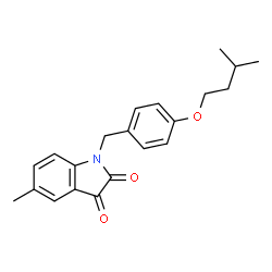 ChemSpider 2D Image | 5-Methyl-1-[4-(3-methylbutoxy)benzyl]-1H-indole-2,3-dione | C21H23NO3