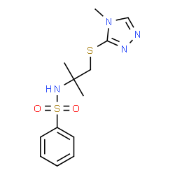 ChemSpider 2D Image | N-{2-Methyl-1-[(4-methyl-4H-1,2,4-triazol-3-yl)sulfanyl]-2-propanyl}benzenesulfonamide | C13H18N4O2S2