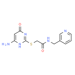 ChemSpider 2D Image | acetamide, 2-[(4-amino-1,6-dihydro-6-oxo-2-pyrimidinyl)thio]-N-(3-pyridinylmethyl)- | C12H13N5O2S