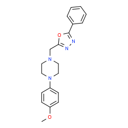 ChemSpider 2D Image | 1-(4-Methoxyphenyl)-4-[(5-phenyl-1,3,4-oxadiazol-2-yl)methyl]piperazine | C20H22N4O2