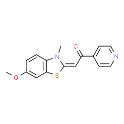 ChemSpider 2D Image | (2E)-2-(6-Methoxy-3-methyl-1,3-benzothiazol-2(3H)-ylidene)-1-(4-pyridinyl)ethanone | C16H14N2O2S