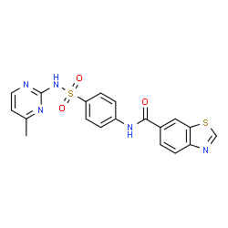 ChemSpider 2D Image | N-{4-[(4-Methyl-2-pyrimidinyl)sulfamoyl]phenyl}-1,3-benzothiazole-6-carboxamide | C19H15N5O3S2