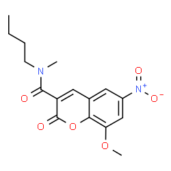 ChemSpider 2D Image | N-Butyl-8-methoxy-N-methyl-6-nitro-2-oxo-2H-chromene-3-carboxamide | C16H18N2O6