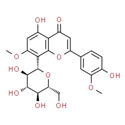 ChemSpider 2D Image | 8-Î²-D-Glucopyranosyl-5-hydroxy-2-(4-hydroxy-3-methoxyphenyl)-7-methoxy-4H-1-benzopyran-4-one | C23H24O11