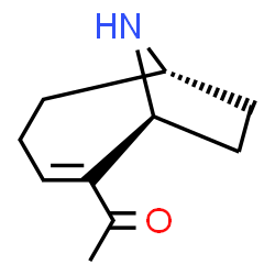 ChemSpider 2D Image | 1-[(1S,6S)-9-Azabicyclo[4.2.1]non-2-en-2-yl]ethanone | C10H15NO