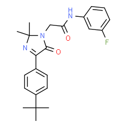 ChemSpider 2D Image | 2-{2,2-Dimethyl-4-[4-(2-methyl-2-propanyl)phenyl]-5-oxo-2,5-dihydro-1H-imidazol-1-yl}-N-(3-fluorophenyl)acetamide | C23H26FN3O2