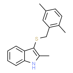 ChemSpider 2D Image | 3-[(2,5-Dimethylbenzyl)sulfanyl]-2-methyl-1H-indole | C18H19NS