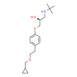 ChemSpider 2D Image | (2S)-1-{4-[2-(Cyclopropylmethoxy)ethyl]phenoxy}-3-[(2-methyl-2-propanyl)amino]-2-propanol | C19H31NO3