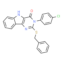 ChemSpider 2D Image | 2-(Benzylsulfanyl)-3-(4-chlorophenyl)-3,5-dihydro-4H-pyrimido[5,4-b]indol-4-one | C23H16ClN3OS