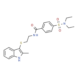 ChemSpider 2D Image | 4-(Diethylsulfamoyl)-N-{2-[(2-methyl-1H-indol-3-yl)sulfanyl]ethyl}benzamide | C22H27N3O3S2