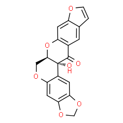 ChemSpider 2D Image | (6aR,13aR)-13a-Hydroxy-6a,13a-dihydro[1,3]dioxolo[6,7]chromeno[3,4-b]furo[3,2-g]chromen-13(6H)-one | C19H12O7