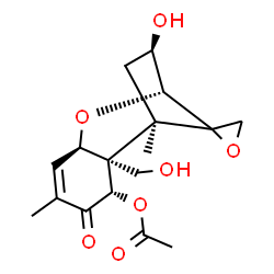 ChemSpider 2D Image | (3beta,7alpha,12xi)-3,15-Dihydroxy-8-oxo-12,13-epoxytrichothec-9-en-7-yl acetate | C17H22O7