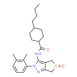 ChemSpider 2D Image | 4-Butyl-N-[2-(2,3-dimethylphenyl)-5-oxido-2,6-dihydro-4H-thieno[3,4-c]pyrazol-3-yl]cyclohexanecarboxamide | C24H33N3O2S