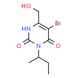 ChemSpider 2D Image | 5-Bromo-3-sec-butyl-6-(hydroxymethyl)-2,4(1H,3H)-pyrimidinedione | C9H13BrN2O3