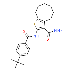 ChemSpider 2D Image | 2-(4-tert-butylbenzamido)-4H,5H,6H,7H,8H,9H-cycloocta[b]thiophene-3-carboxamide | C22H28N2O2S