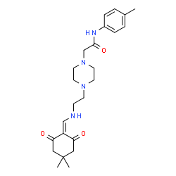 ChemSpider 2D Image | 2-[4-(2-{[(4,4-Dimethyl-2,6-dioxocyclohexylidene)methyl]amino}ethyl)-1-piperazinyl]-N-(4-methylphenyl)acetamide | C24H34N4O3