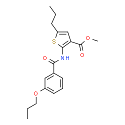 ChemSpider 2D Image | Methyl 2-[(3-propoxybenzoyl)amino]-5-propyl-3-thiophenecarboxylate | C19H23NO4S