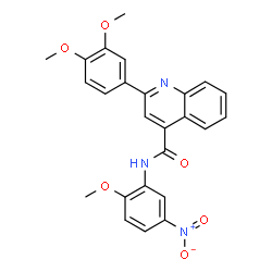 ChemSpider 2D Image | 2-(3,4-Dimethoxyphenyl)-N-(2-methoxy-5-nitrophenyl)-4-quinolinecarboxamide | C25H21N3O6