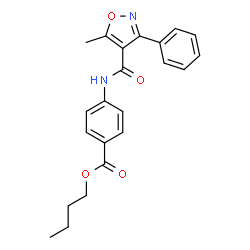 ChemSpider 2D Image | Butyl 4-{[(5-methyl-3-phenyl-1,2-oxazol-4-yl)carbonyl]amino}benzoate | C22H22N2O4