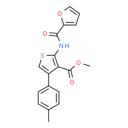 ChemSpider 2D Image | Methyl 2-(2-furoylamino)-4-(4-methylphenyl)-3-thiophenecarboxylate | C18H15NO4S