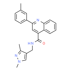 ChemSpider 2D Image | N-[(1,3-Dimethyl-1H-pyrazol-4-yl)methyl]-2-(3-methylphenyl)-4-quinolinecarboxamide | C23H22N4O