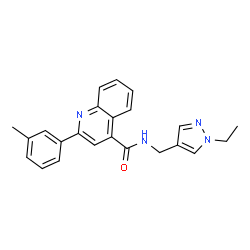 ChemSpider 2D Image | N-[(1-Ethyl-1H-pyrazol-4-yl)methyl]-2-(3-methylphenyl)-4-quinolinecarboxamide | C23H22N4O