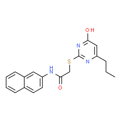 ChemSpider 2D Image | 2-[(4-Hydroxy-6-propylpyrimidin-2-yl)sulfanyl]-N-(2-naphthyl)acetamide | C19H19N3O2S