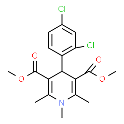 ChemSpider 2D Image | Dimethyl 4-(2,4-dichlorophenyl)-1,2,6-trimethyl-1,4-dihydro-3,5-pyridinedicarboxylate | C18H19Cl2NO4