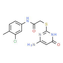 ChemSpider 2D Image | 2-[(4-amino-6-oxo-3H-pyrimidin-2-yl)sulfanyl]-N-(3-chloro-4-methylphenyl)acetamide | C13H13ClN4O2S