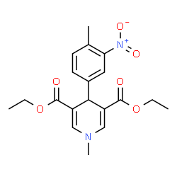 ChemSpider 2D Image | Diethyl 1-methyl-4-(4-methyl-3-nitrophenyl)-1,4-dihydro-3,5-pyridinedicarboxylate | C19H22N2O6