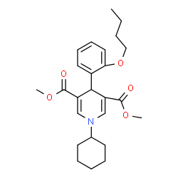 ChemSpider 2D Image | Dimethyl 4-(2-butoxyphenyl)-1-cyclohexyl-1,4-dihydro-3,5-pyridinedicarboxylate | C25H33NO5
