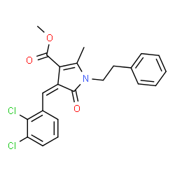 ChemSpider 2D Image | Methyl (4Z)-4-(2,3-dichlorobenzylidene)-2-methyl-5-oxo-1-(2-phenylethyl)-4,5-dihydro-1H-pyrrole-3-carboxylate | C22H19Cl2NO3