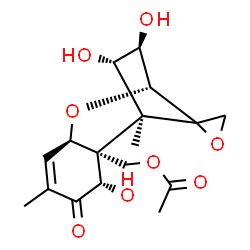 ChemSpider 2D Image | (3beta,4alpha,7alpha,12xi)-3,4,7-Trihydroxy-8-oxo-12,13-epoxytrichothec-9-en-15-yl acetate | C17H22O8