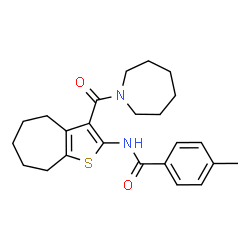 ChemSpider 2D Image | N-[3-(1-Azepanylcarbonyl)-5,6,7,8-tetrahydro-4H-cyclohepta[b]thiophen-2-yl]-4-methylbenzamide | C24H30N2O2S