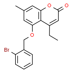 ChemSpider 2D Image | 5-[(2-Bromobenzyl)oxy]-4-ethyl-7-methyl-2H-chromen-2-one | C19H17BrO3