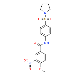 ChemSpider 2D Image | 4-Methoxy-3-nitro-N-[4-(1-pyrrolidinylsulfonyl)phenyl]benzamide | C18H19N3O6S